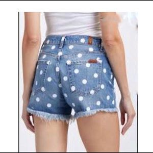 7 For All Mankind Dixie Polka Dot Cut Off Shorts Size 25